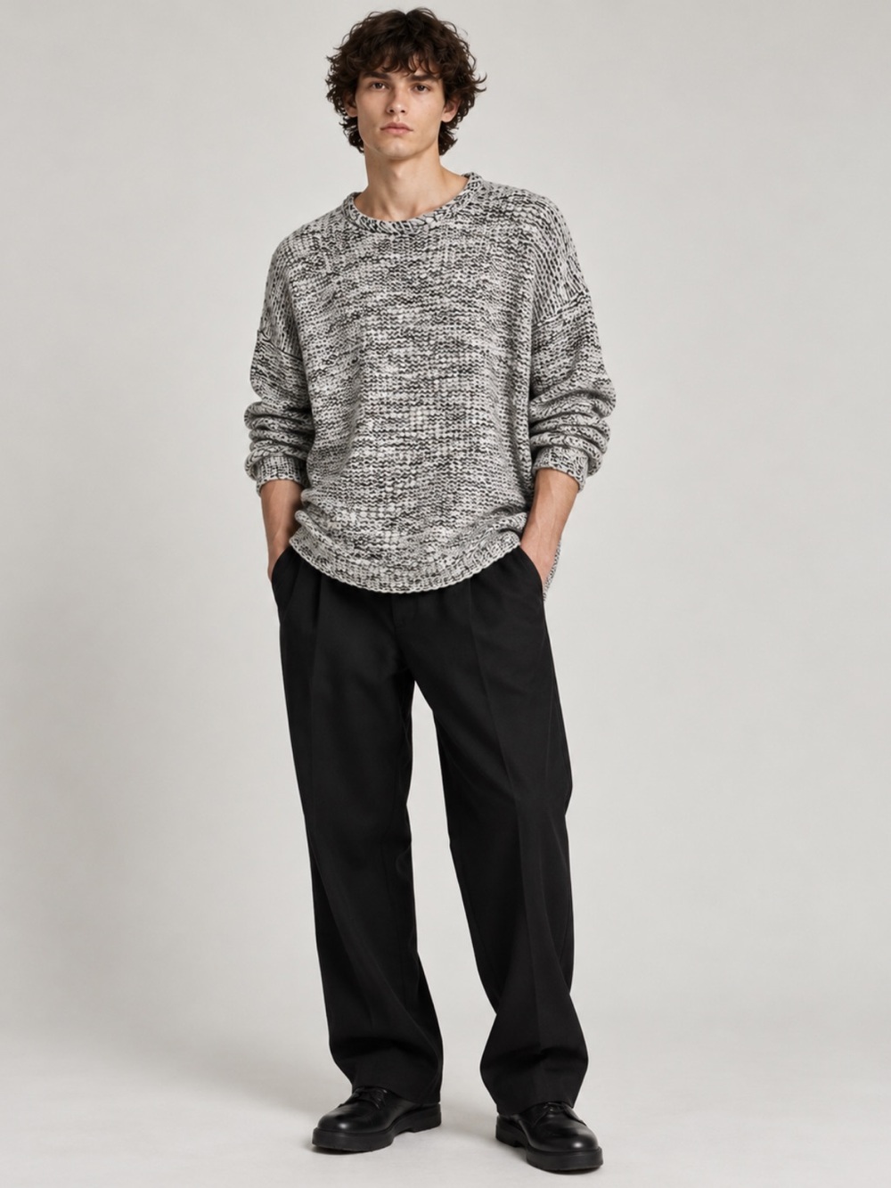 Helmut Lang Mens Medium Oversized Marled Knit Sweater
